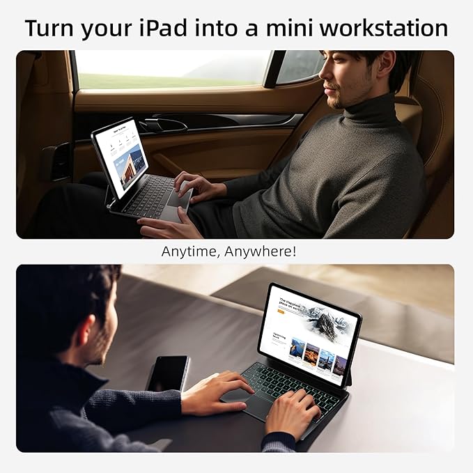 CSZZACME for iPad Air 13 inch case Keyboard M4/M3/M2(2026,2025,2024),Magic Keyboard for iPad Pro 12.9 (6th,5th,4th,3rd Gen),Magnetic Attach,Multi-Gesture Trackpad,7-Color Backlit,Shortcut Keys,Black
