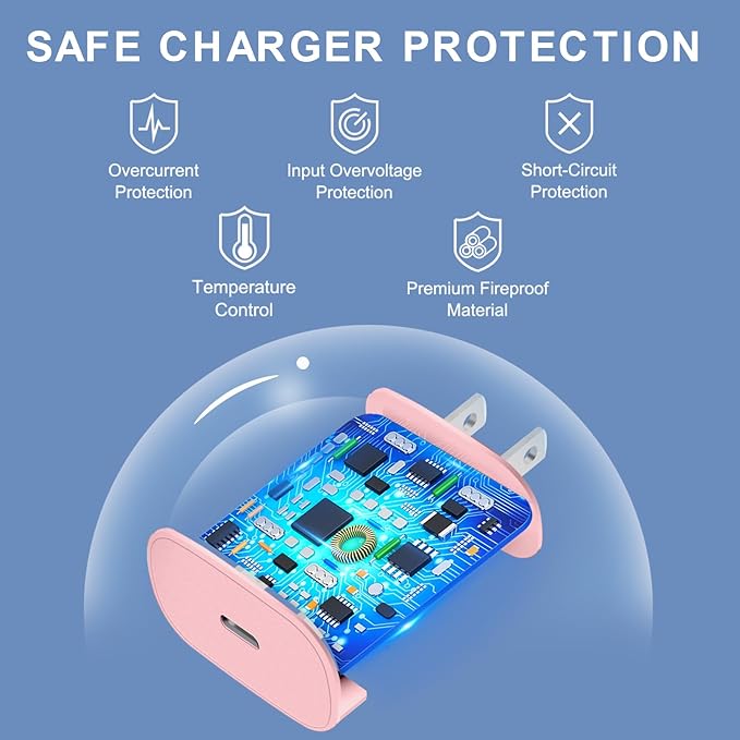 Phone 17 16 15 Charger Fast Charging,30W USB C Phone 17 16 15 Pro Max Charger Block &10FT Long Type C Cable Cord for i.Phone 17/17 Air/17 Pro/17 Pro Max/16/16 Plus/16 Pro/16 Pro Max/15/15 Pro Max,Pink