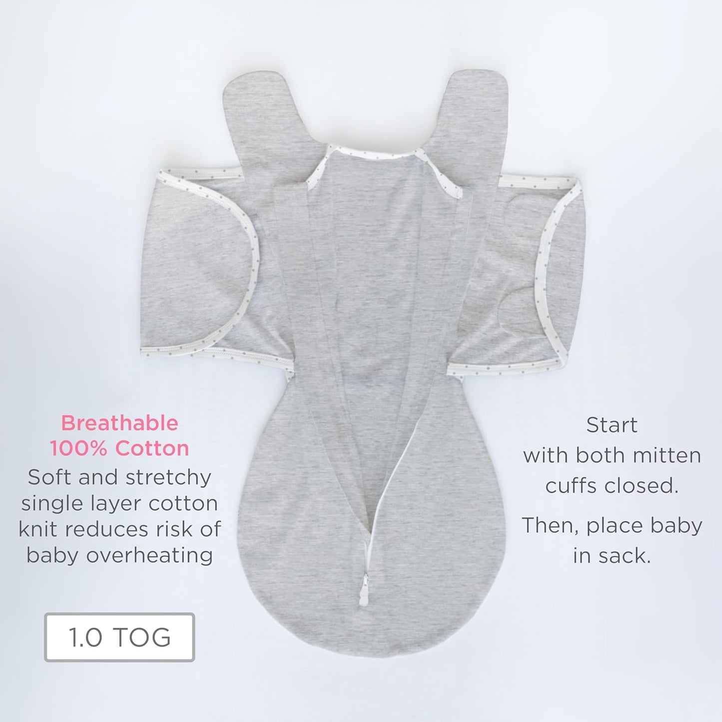 SwaddleDesigns 6-Way Omni Swaddle Sack - Arms Up Design for Newborns | Enhances Sleep, 12-18 lbs, Heathered Peach Blush