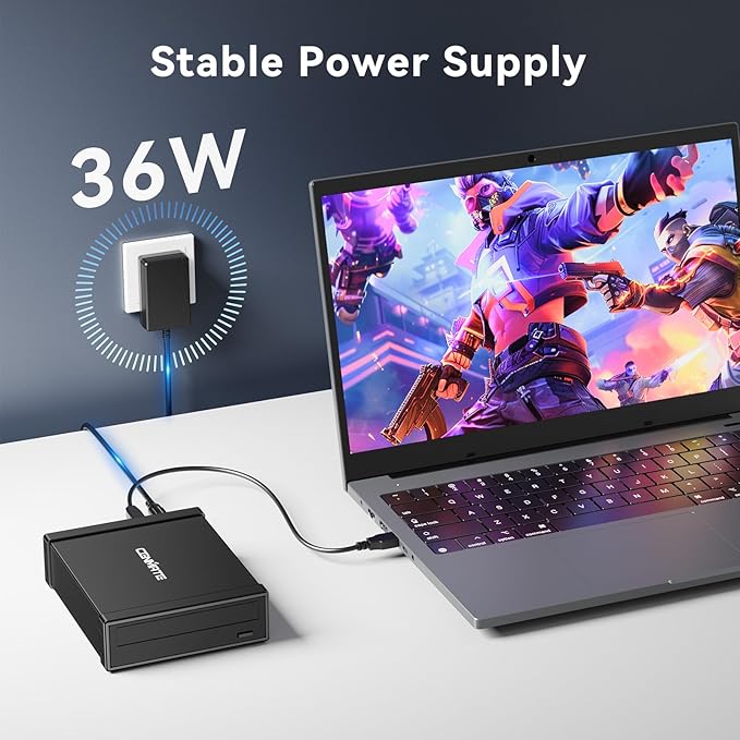 5.25" Blu-Ray/CD/DVD SATA Drive Enclosure with USB A/C 3.0,5.25 Drive Enclosure with 3 USB-A Ports,Optical Drive Enclosure fit any drive depth up to 171mm,Aluminum Alloy(Optical Drive not Included)