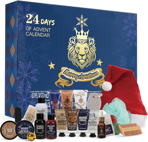 BODY & EARTH 2025 Men's Advent Calendar - 24-Day Skincare & Beard Care Grooming Set | Perfect Holiday Gift