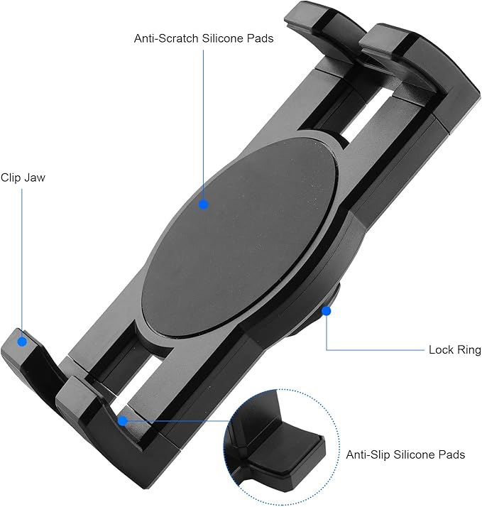 Mippko Clip Clamp Tablet Holder for Desk/Table/Glass Door/Desktop Baffle/Easel,Compatible with 7~12.9 inch iPad/Nexus/LG G Pads/Fire HD,360°Adjustment Aluminium Alloy Arm Metal Mount