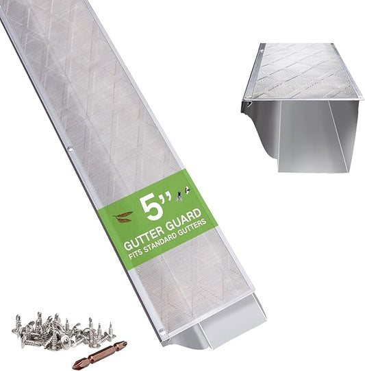 Gutter Guard â 100% Stainless-Steel Micro-Mesh Design, Pine Needle & Small Debris Protection, Fits 5 in KâStyle & HalfâRound Gutters, DIY Screws Included (30ft, 9pcs, 5in x 40in)
