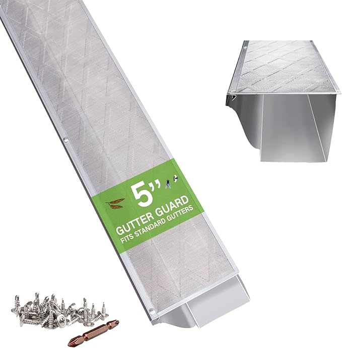 Gutter Guard â 100% Stainless-Steel Micro-Mesh Design, Pine Needle & Small Debris Protection, Fits 5 in KâStyle & HalfâRound Gutters, DIY Screws Included (50ft, 15pcs, 5in x 40in)