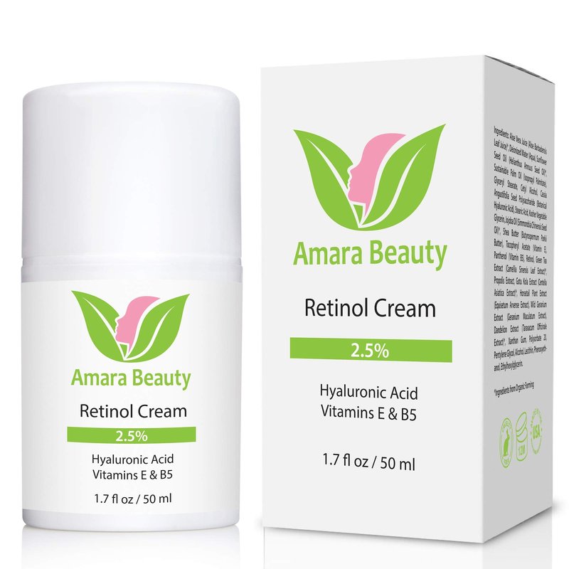 Retinol Cream for Face 2.5% with Hyaluronic Acid & Vitamins E & B5, 1.7 fl. oz.