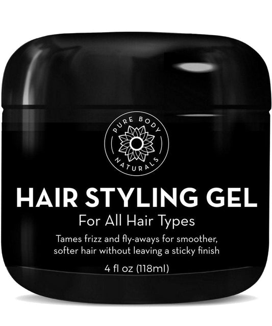 Pure Body Naturals Hair Gel for Men, Natural Ingredients with Hydrating Aloe For Firm, Healthy Hair, 4 Fl Oz