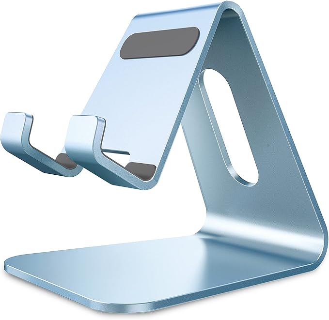 CreaDream Cell Phone Stand, Cradle, Holder, Aluminum Desktop Stand Compatible with Switch, All Smart Phone, iPhone 11 Pro Xs Max Xr X Se 8 7 6 6s Plus SE, Sierra Blue