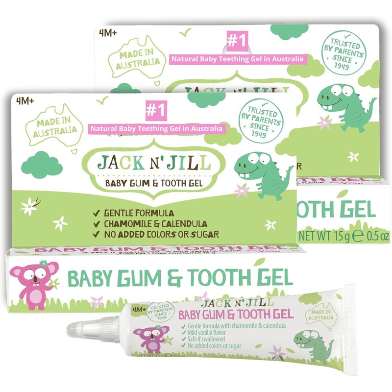 Jack N' Jill Baby Gum & Tooth Gel for Teething, Drug-Free with Naturally Derived Chamomile & Calendula, No Added Sugars, Suitable for 4 Months & Up - 0.5 oz (15g), 2 Pack