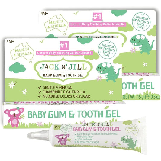 Jack N' Jill Baby Gum & Tooth Gel for Teething, Drug-Free with Naturally Derived Chamomile & Calendula, No Added Sugars, Suitable for 4 Months & Up - 0.5 oz (15g), 2 Pack