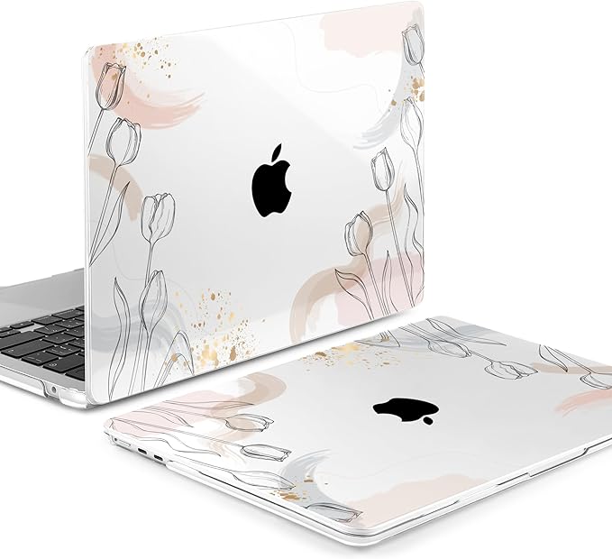 MEEgoodo Case for M5/M4/M3/M2 MacBook Air 13 inch 2026 2025 2024 2022, Fit Model A3449/A3240/A3113/A2681, Case Compatible with MacBook Air 13.6-inch, Engraving Hand Drawn Floral