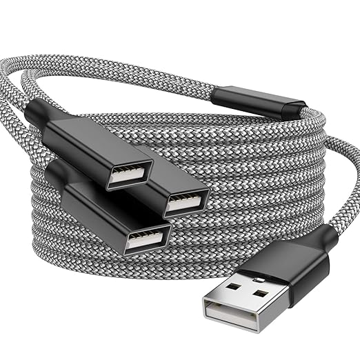 POHFP USB Splitter, 3.3FT USB A Male to 3 Female Extension Cable, USB Splitter 1 in 3 Out Support Charging and Data Transfer for Printer/Keyboard/Flash Drive/PlayStation/Laptop/LED Etc(Black)