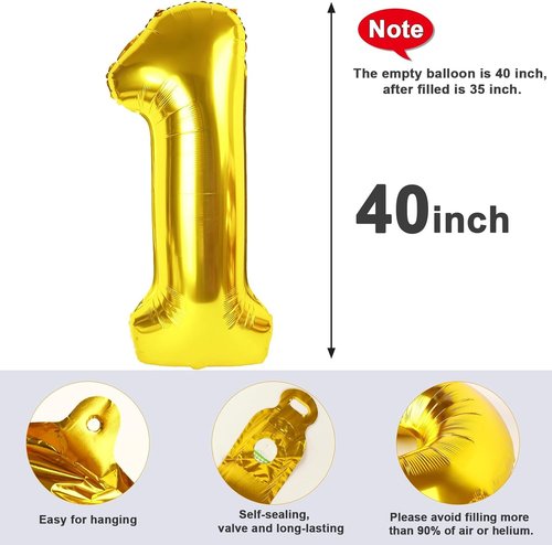 Gold 20 Number Balloon - 40 Inch Foil Balloon for Happy 20th Birthday Celebrations & Events