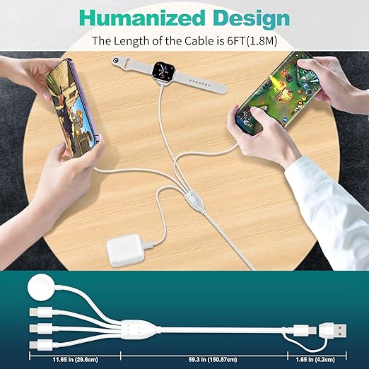 4 in 2 Apple Watch Charger, USB C Apple Charger Cable for iPhone 17, Magnetic Charging Cord for iWatch Series SE/8/7/6/5/4/3/2 - Wireless Travel i-Watch Charger AirPods&iPad-6FT