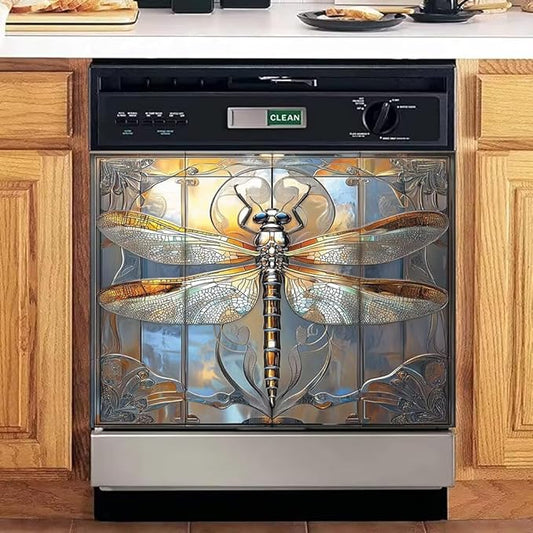 Artistic Dragonfly Dishwasher Magnet Door Cover Sheet 23x17 Inch Dishwasher Magnets Decal Art Refrigerator Magnetic Sticker Kitchen Decor
