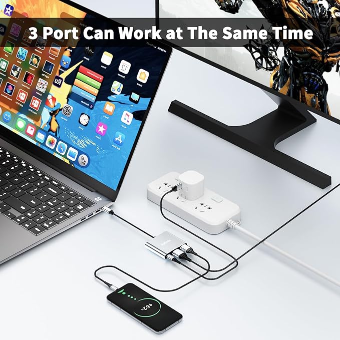 Aplimln USB C to HDMI Adapter, 4K@60Hz HDMI to USB-C Adapter with USBA 3.0 & 100W PD Port Multiport Digital AV Converter for MacBook Pro/Air, iPad, iPhone 15/16, Tablets, Switch, TV, Monitor and More