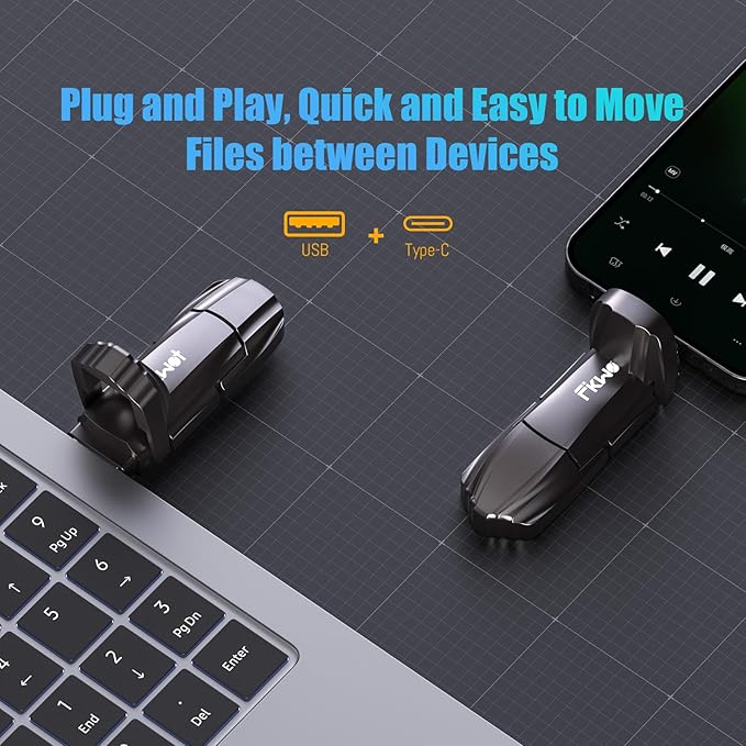 Fikwot External SSD USB Flash Drive 512GB, Up to 550MB/s 2-in-1 Type C+ USB A USB3.2 Gen2 Solid State Thumb Drive SSD Stick for iPhone 15/16/Android/Windows/Mac/PC/Laptops