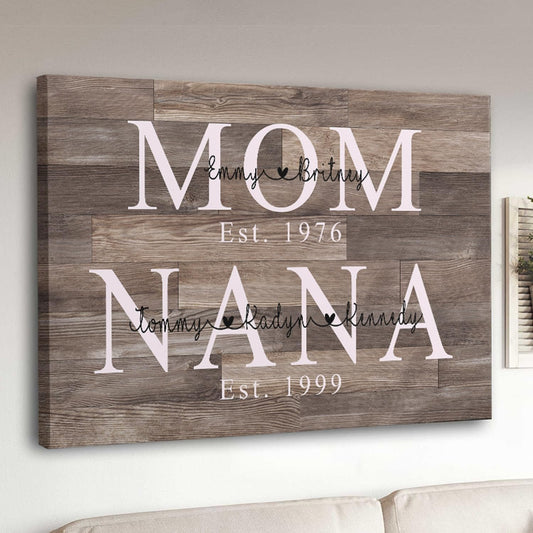 SHAANT Personalized Mother's Day Canvas | Custom Photo Wall Art for Mom & Grandma - Unique Gift with Kid's Name & Year