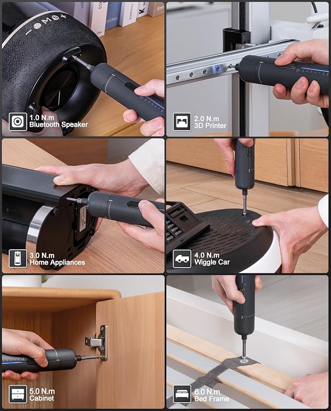 Fanttik S2 Pro Electric Screwdriver, Cordless Screwdriver Set, 7 Torque Settings, 0.5 to 6N.m, 20 Magnetic Bits, 1/4''Hex Shank, with 90° Angle Adapter, for Furniture, Household Repairs(Space Grey)