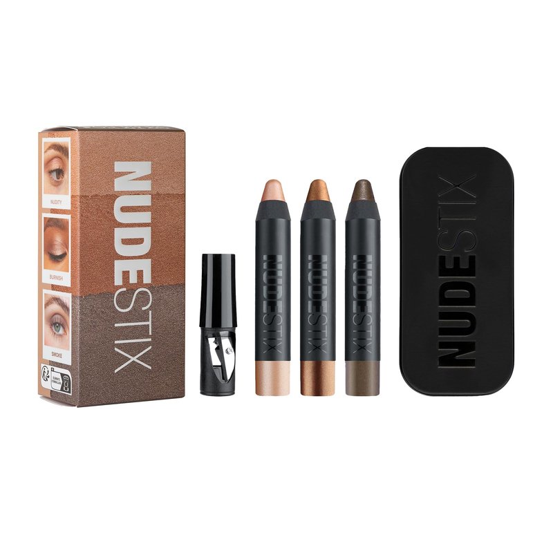 Nudestix Mini Nude Metallic Eye Kit â 3-Piece Cream Eyeshadow Pencil Set in Long-Wear Metallic Nude Shades | Multi-Use Eye Crayons for Shadow, Liner & Primer | Vegan, Travel-Friendly Makeup Set