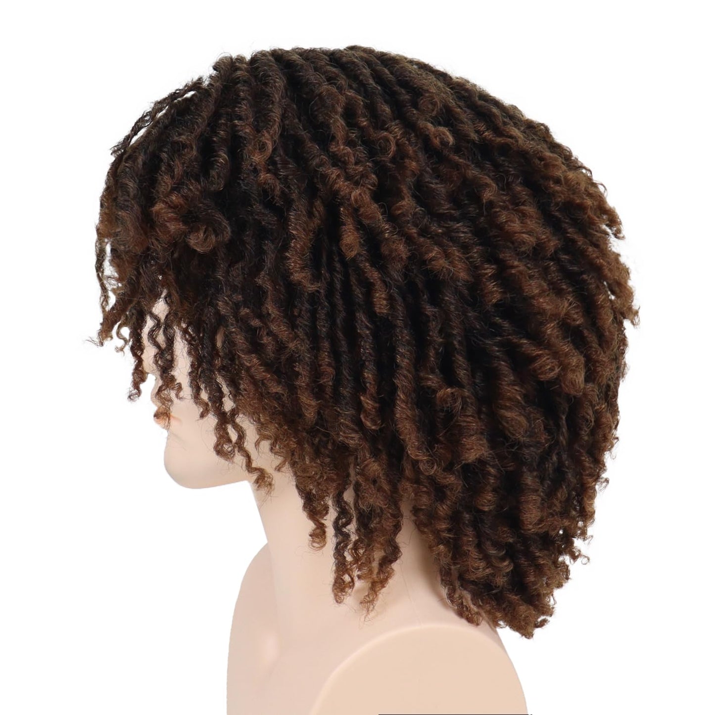 GNIMEGIL Ombre Brown Dreadlocks Wigs for Men Medium Length Afro Hairstyle Fake Braids Wig with Bangs in Synthetic Hair T1B/30 Color Dreads Wig Braided 14 inch