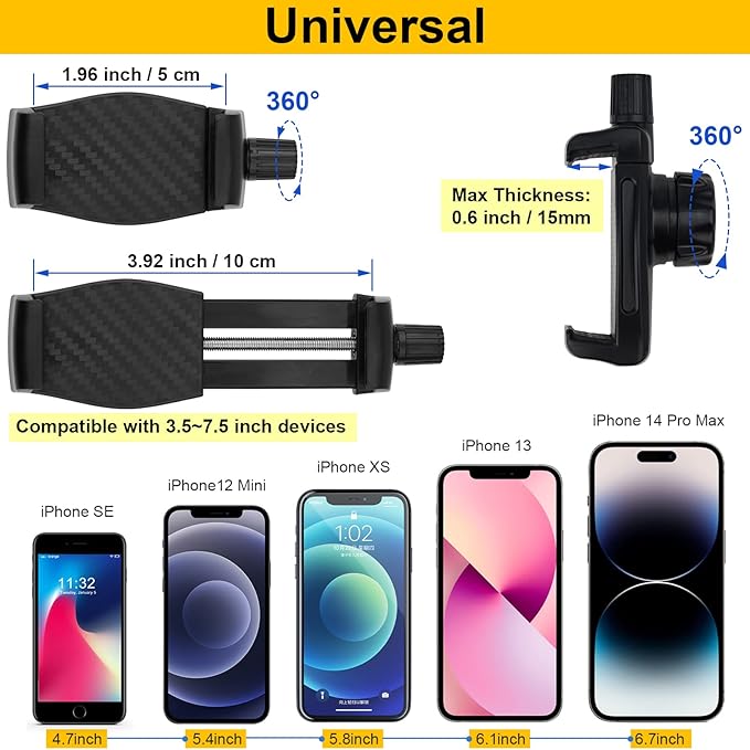 Mippko Gooseneck Phone Holder for Mic Stand/Music Stand/Stroller/Treadmill/Spin Bike/Exercise Bicycle,50 cm Long Flexible Gooseneck Arm Super Crab Clamp Mount,Compatible with 3.5~7.5" iPhone Devices