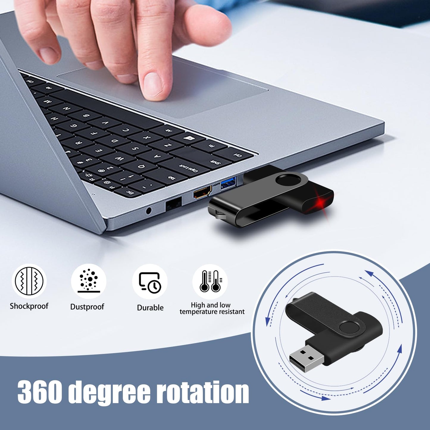 EASTBULL 4GB USB Flash Drive Bulk Thumb Drives 100 Pack with Lanyards USB 2.0 Memory Sticks Zip Drive Pen Drive for Storage and Backup Black 100PCS 4GB