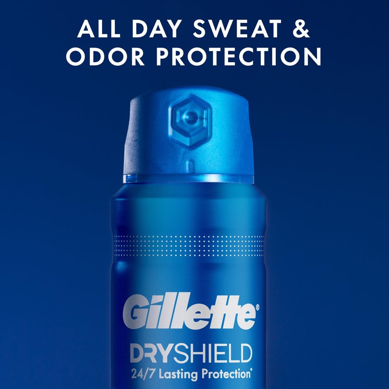 Gillette Dry Spray Antiperspirant and Deodorant for Men, 24/7 Sweat & Odor Protection, Anti-White Mark Technology, Cool Wave Scent, 4.3 oz (Pack of 3)