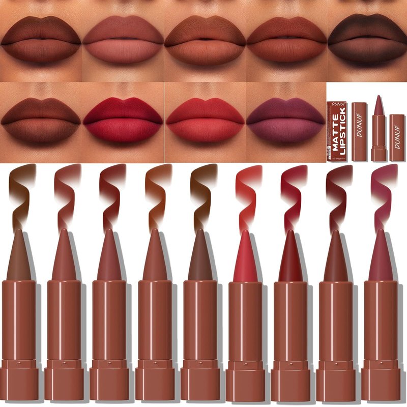 MooGlamor Matte Lip Liner Set Gradient Velvet Lip Crayon with Retractable and Long-Lasting Lipsticks for Women and Gift (9 Pcs #01-#09)