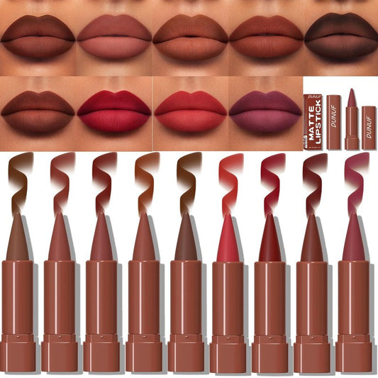 MooGlamor Matte Lip Liner Set Gradient Velvet Lip Crayon with Retractable and Long-Lasting Lipsticks for Women and Gift (9 Pcs #01-#09)