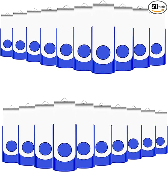 50-Pack of 1GB USB Flash Drive Bulk EASTBULL FAT32 Thumb Drives Pack (Blue)