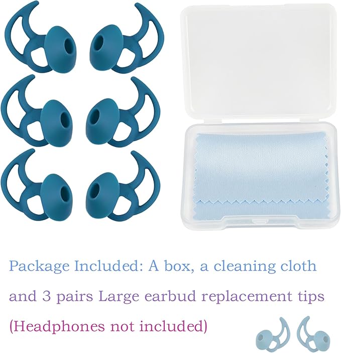 WKYMY Earbud Replacement Tips Earbud Covers Silicone Tips Compatible with Bose Quietcomfort and Sport Headphone Eartips Ear Bud Tips Large 3 Pairs