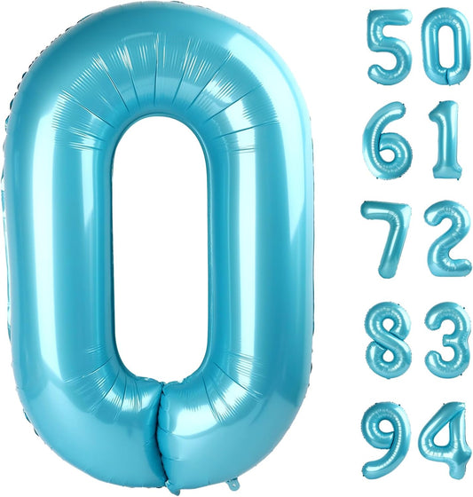 Pearlescent Blue 40-Inch Number Balloon - Perfect for Birthday Celebrations | 0 Number Design