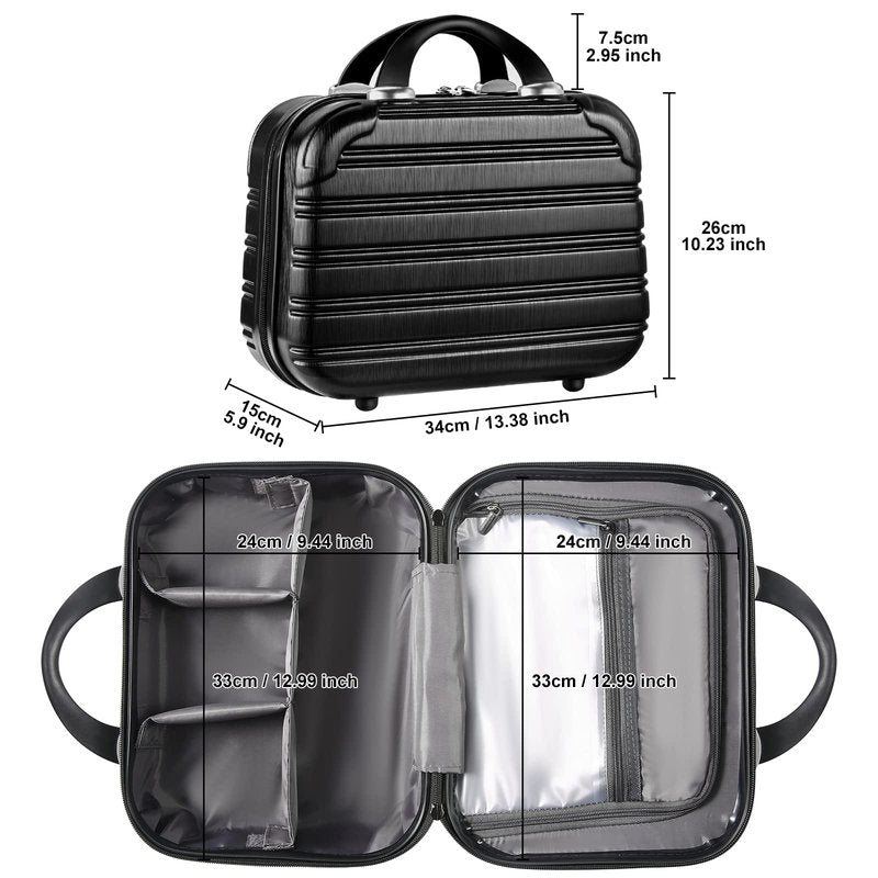 14-Inch Makeup Train Case Hardshell PC+ABS Travel Cosmetic Organizer, Makeup Storage Box for Toiletry Durable Portable Gifts for Women.