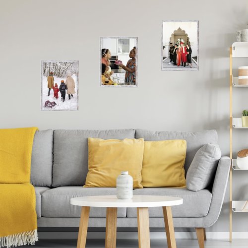 JCJMY 9.5x13 Picture Frame Rustic White for Wall Hanging, Wall Mounting Horizontally or Vertically, 9.5 x 13 Wall Gallery Poster Photo Frame with Shatter Resistant Plexiglass, Rustic White