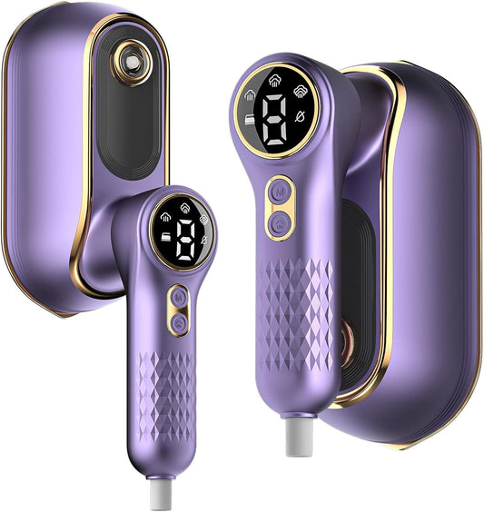 Skiennix Portable Travel Steamer - 1200W Handheld Fabric Steamer with LCD Display, 150ml Tank, Fast Heat-Up, Purple