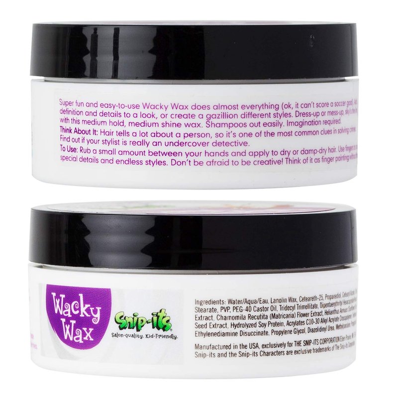 Snip-its Wacky Kids Hair Wax 2oz | Medium Strong Hold Baby Hair Gel Alternative with Fresh Tropical Fragrance – All Natural Salon Quality Product Made in USA