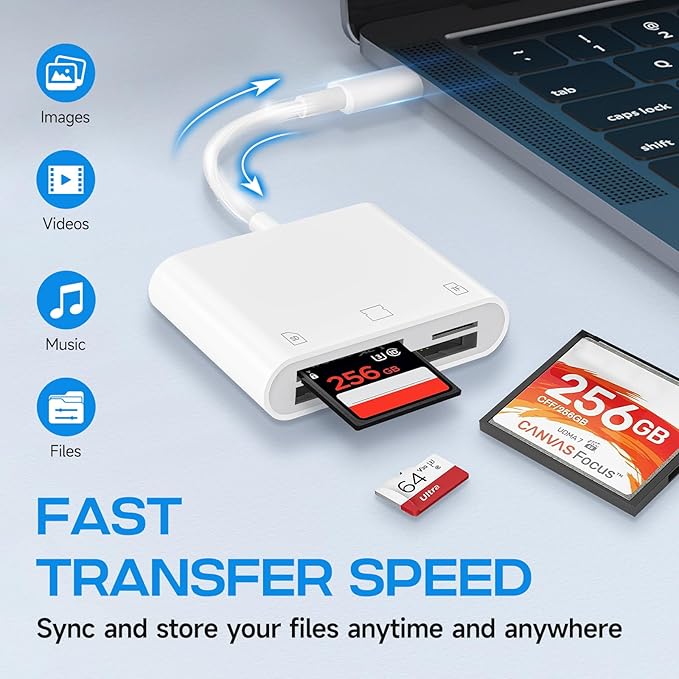USB C SD Card Reader for iPhone 17/16/15/iPad/Mac, 3 in 1 USBC Memory Card Reader with Compact Flash/CF/SD/TF Card, Digital Camera Adapter iPhone SD Card Reader Compatible with MacBook Pro/Air