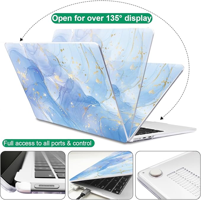 LCMOCICO for MacBook Air 13 inch Case M5 M4 M3 M2 Chip 2026 2025-2022 Release A3449 A3240 A3113 A2681, Scratch Resistant Hard Shell Protective Laptop Cover for Mabook Air 13.6 M5 2026, Blue Marble