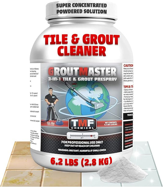 GroutMaster Tile & Grout Cleaner – Fast-Dissolving Powdered Solution for Deep Cleaning Concrete Stains, Grease, & Tough Stains, Ideal for Residential & Commercial Use, 6.5 lbs