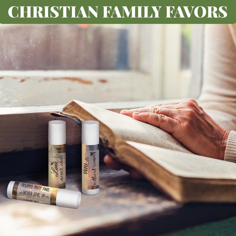 Dansib 50 Pack Christian Lip Balm Bulk for Women Men Religious Lip Balms Bulk Bible Verse with Scripture Church Party Favors Christian Inspirational Gifts for Staff Employee Coworkers