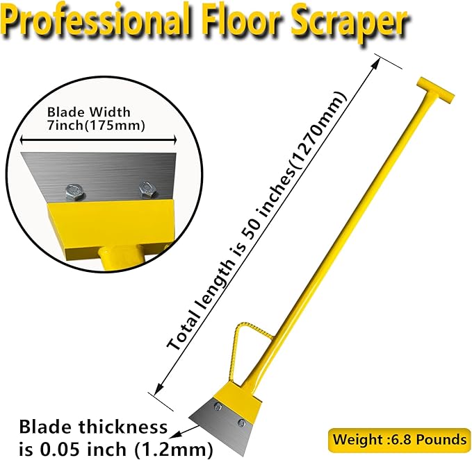7â Heavy Duty Scraper Long handle scraper Tile Scraper Ice Scraper Removal Scraper Sturdy Floor Scraper Big Blade Scraper