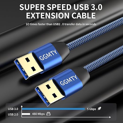 GGMTY USB to USB Cable 3FT,Durable Braidedfor USB 3.0 Male to Male Type A to Type A Cable Data Transfer Compatible with Hard Drive, Laptop, DVD Player, TV, USB 3.0 Hub, Monitor, Camera