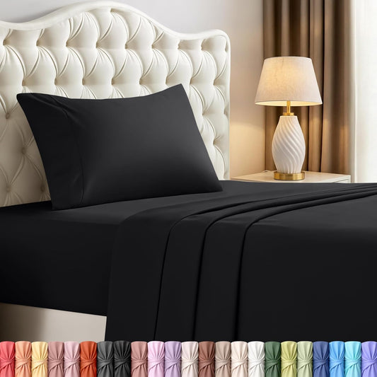 Utopia Bedding Twin Sheet Set - Soft Microfiber Bed Sheets for Twin Size Bed | 3-Piece Set in Black