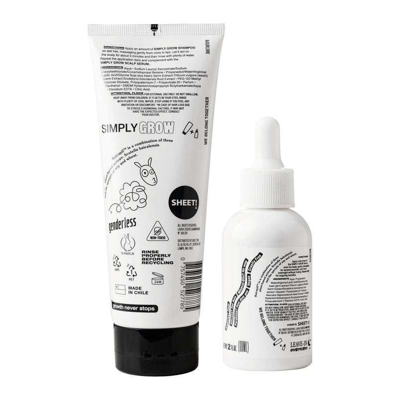 Sheet - Hair Growth Treatment Shampoo & Serum Kit - 8.45 fl oz shampoo + 2 fl oz tonic - 3% Baicapil complex - Water-based sulfate-free formula for fuller-looking hair