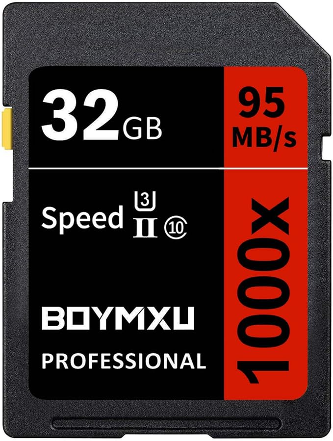 BOYMXU Professional 32GB Class 10 U3 Memory Card - Up to 95MB/s for Cameras & Camcorders - Red/Black