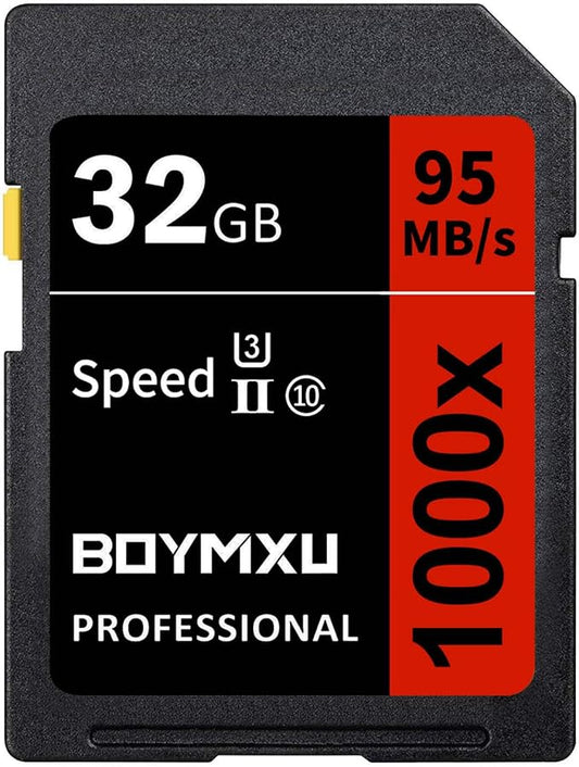 BOYMXU Professional 32GB Class 10 U3 Memory Card - Up to 95MB/s for Cameras & Camcorders - Red/Black