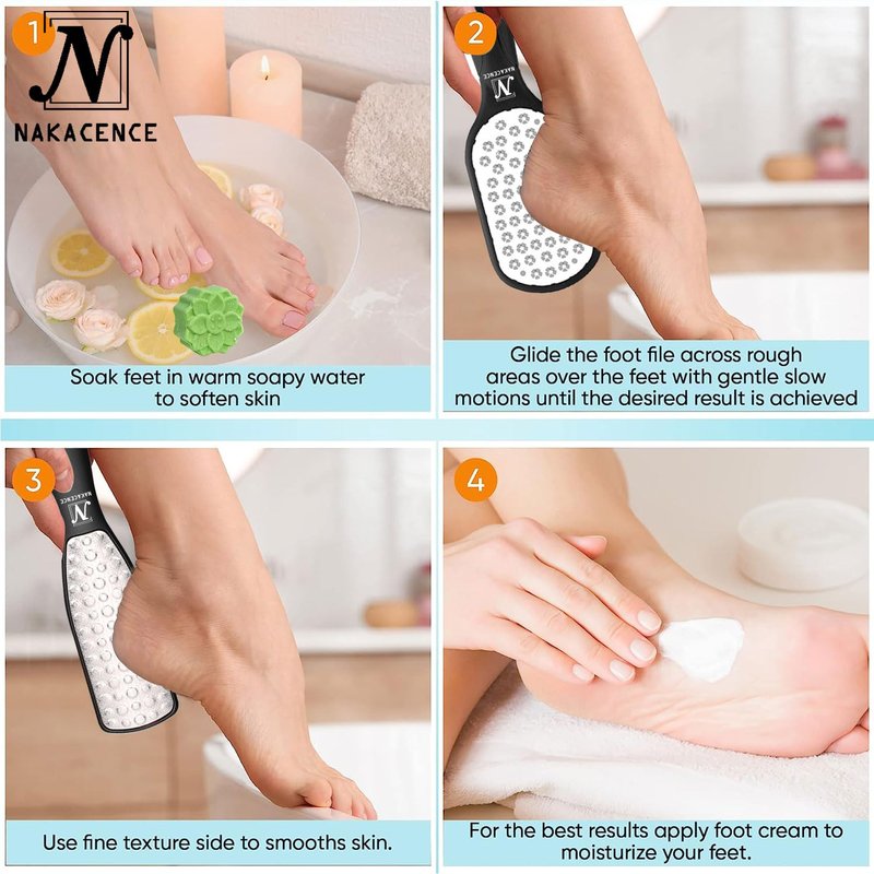 Foot Scrubber Dead Skin Double Sided Foot File Rasp Callus Remover, 2pcs Foot Bath Bombs,Pedicure Foot Scrubber Grater,Foot Heel Craper for Cracked Heels, Foot Grater Shaver Scraper 2pcs