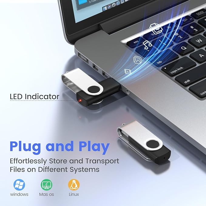 ABLAZE 2GB USB Flash Drive 50 Pack, USB 2.0 Thumb Drives with Lanyards Bulk Memory Sticks Pendrives 50PCS (Black)
