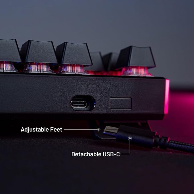 TECWARE Phantom+ 87 Mechanical Gaming Keyboard | RGB LED Backlit | Hot Swappable Wraith Red Switches | 87 Key TKL Layout | Thocky Sound Profile | Detachable USB-C Wired | Black