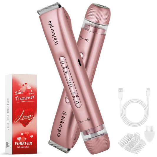 Bikini Trimmer for Women — 2-in-1 Replaceable Women's Facial Razor, Ceramic Blade,Intimate Area Hair Remover, Facial & Body Hair Remover